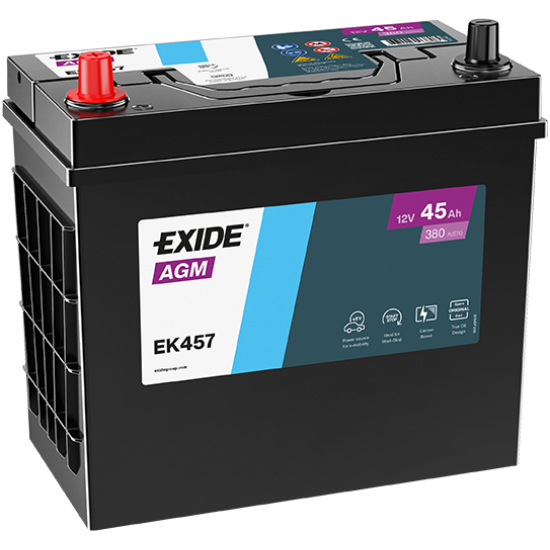 Baterie Auto Exide AGM 45 Ah cu borne inverse (EK457)