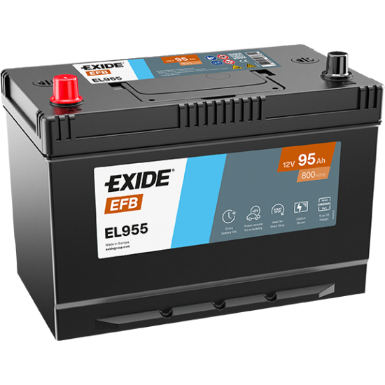 Baterie Auto Exide EFB 95 Ah cu borne inverse (EL955)
