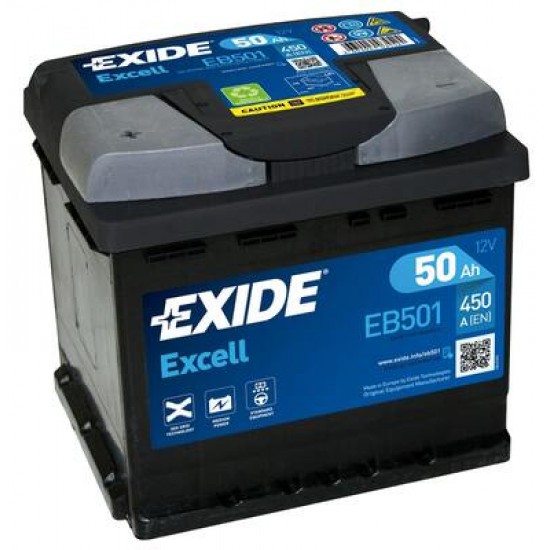 Baterie Auto Exide Excell 50 Ah cu borne inverse (EB501)