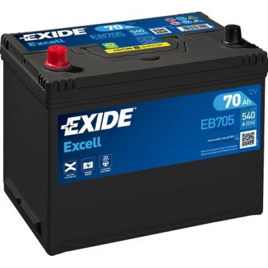 Baterie Auto Exide Excell 70 Ah cu borne inverse (EB705)