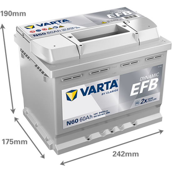 Baterie Auto Varta Dynamic EFB 60 Ah (N60)