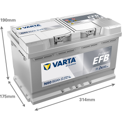 Baterie Auto Varta Dynamic EFB 80 Ah (N80)