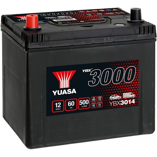 Baterie Auto Yuasa 60 Ah cu borne inverse (YBX3014)